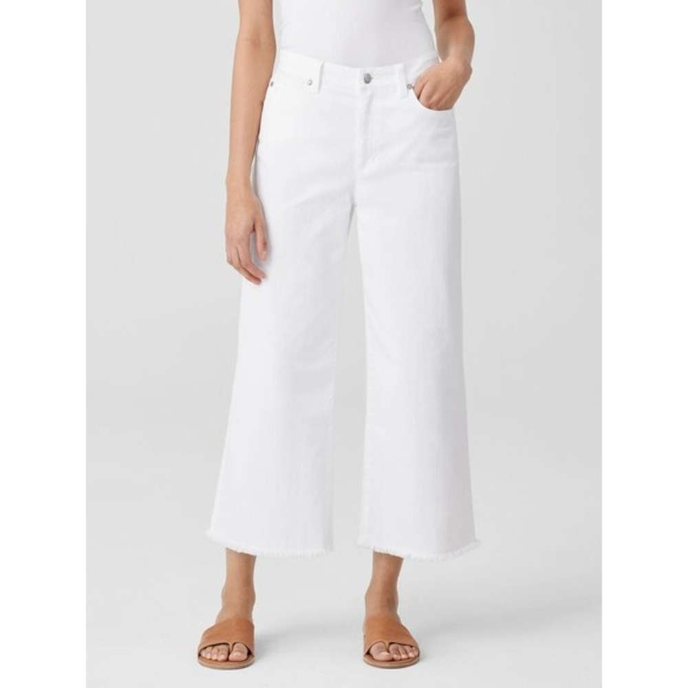 Eileen Fisher $188 Organic Cotton Denim Wide-Leg Jean Easy Fit Cropped Jeans